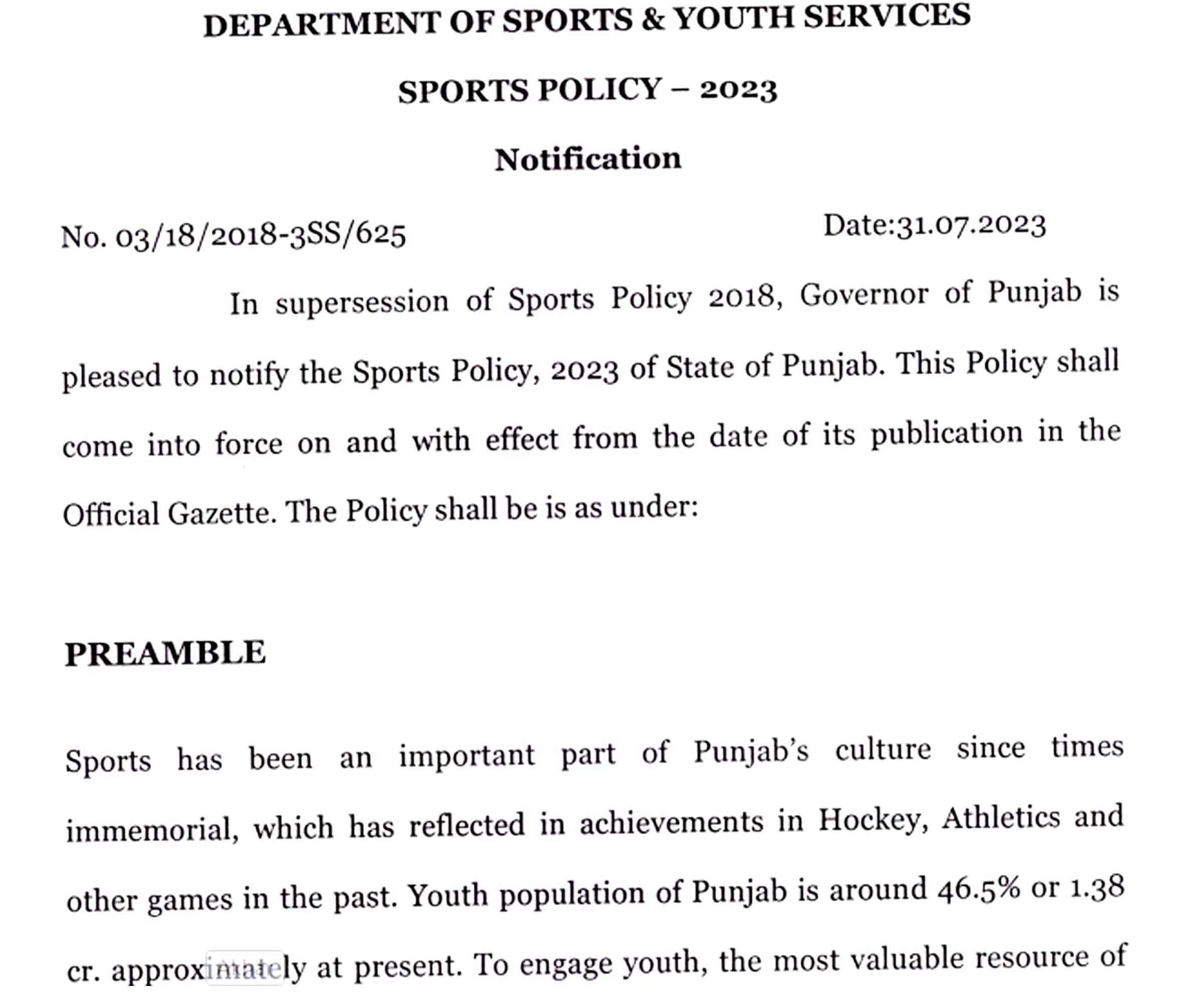 Sports Policy